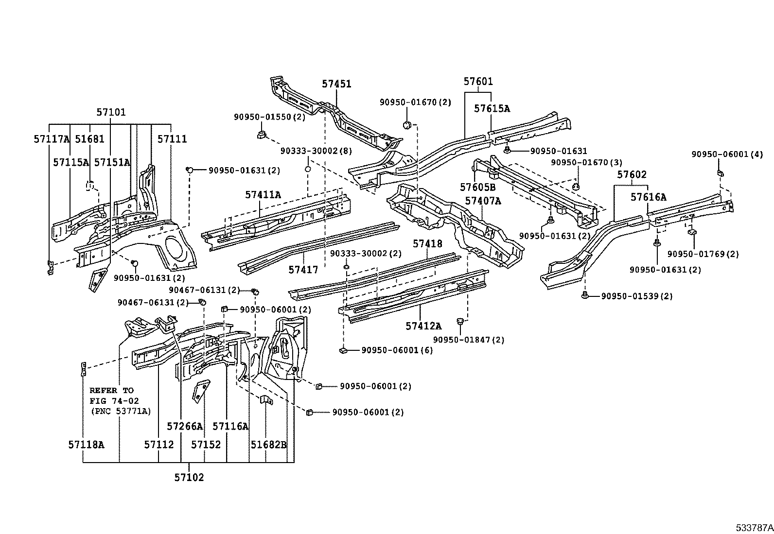57125-12110 REINFORCE SUB-ASSY, FRONT BUMPER MOUNTING, RH product image