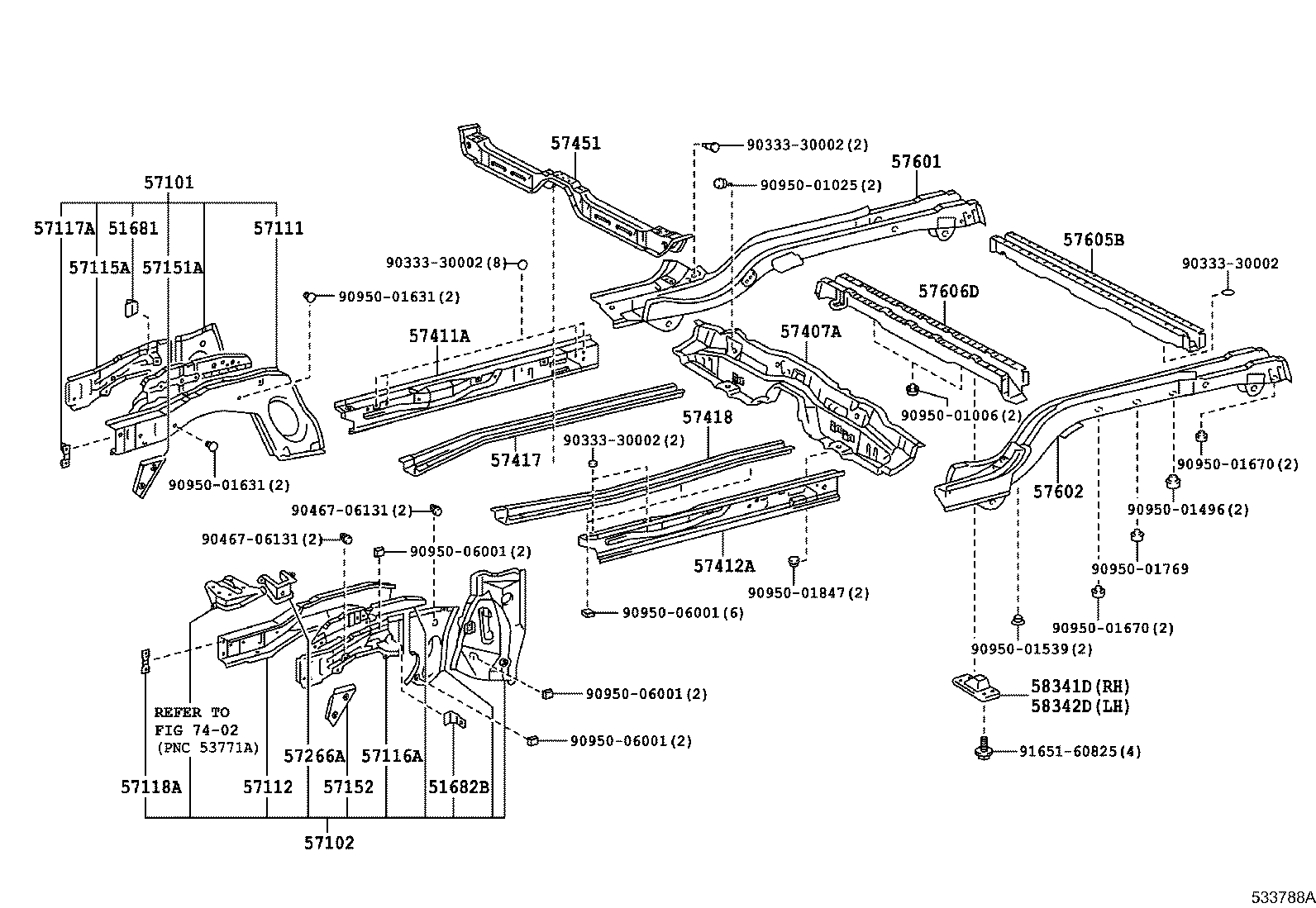 57125-12110 REINFORCE SUB-ASSY, FRONT BUMPER MOUNTING, RH product image