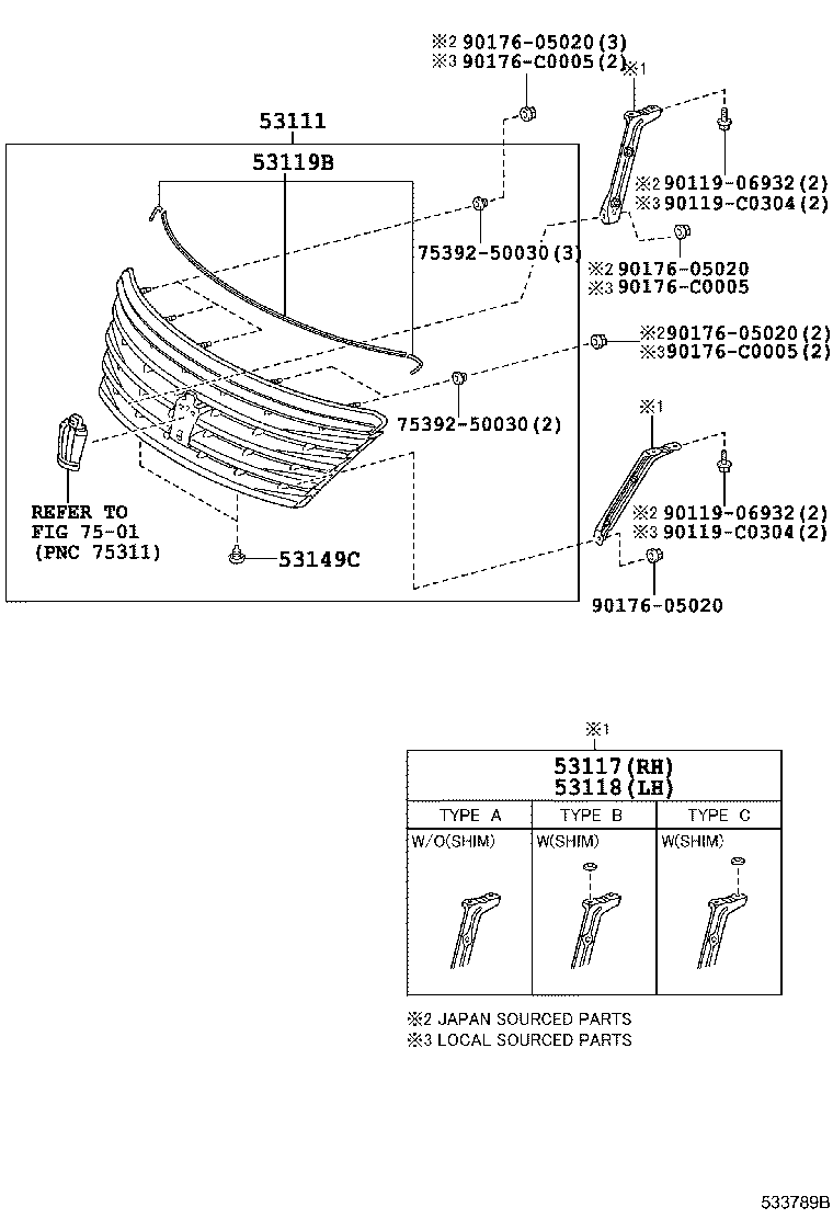 53118-0N040 BRACKET, RADIATOR GRILLE SUPPORT, LH product image
