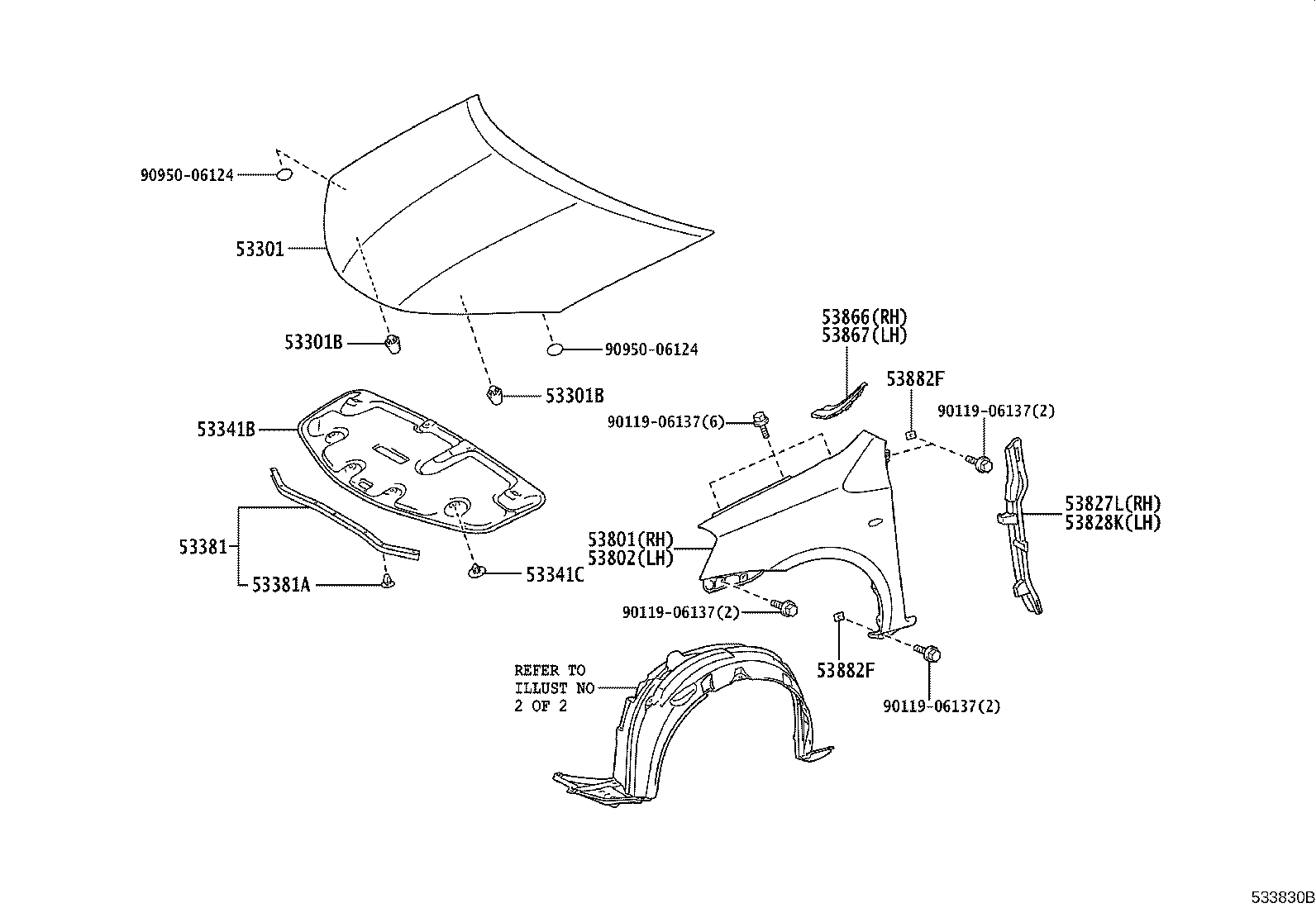 53828-0D090 PROTECTOR, FRONT FENDER SIDE PANEL, LH product image