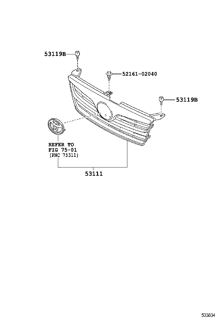 53101-YK020 GRILLE, RADIATOR product image