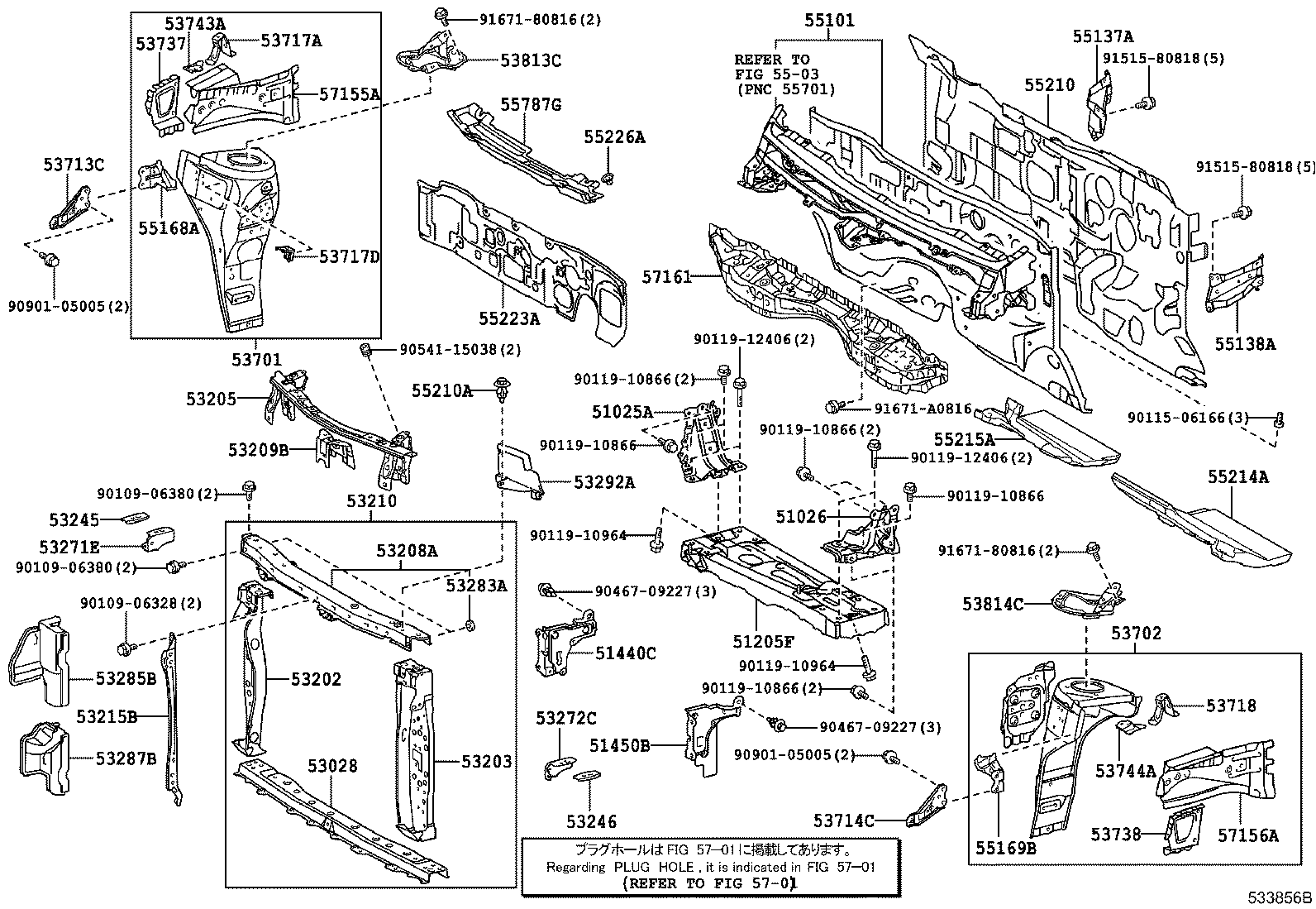 51025-74010 BRACKET SUB-ASSY, FRAME NO.3 CROSS MEMBER, RH product image