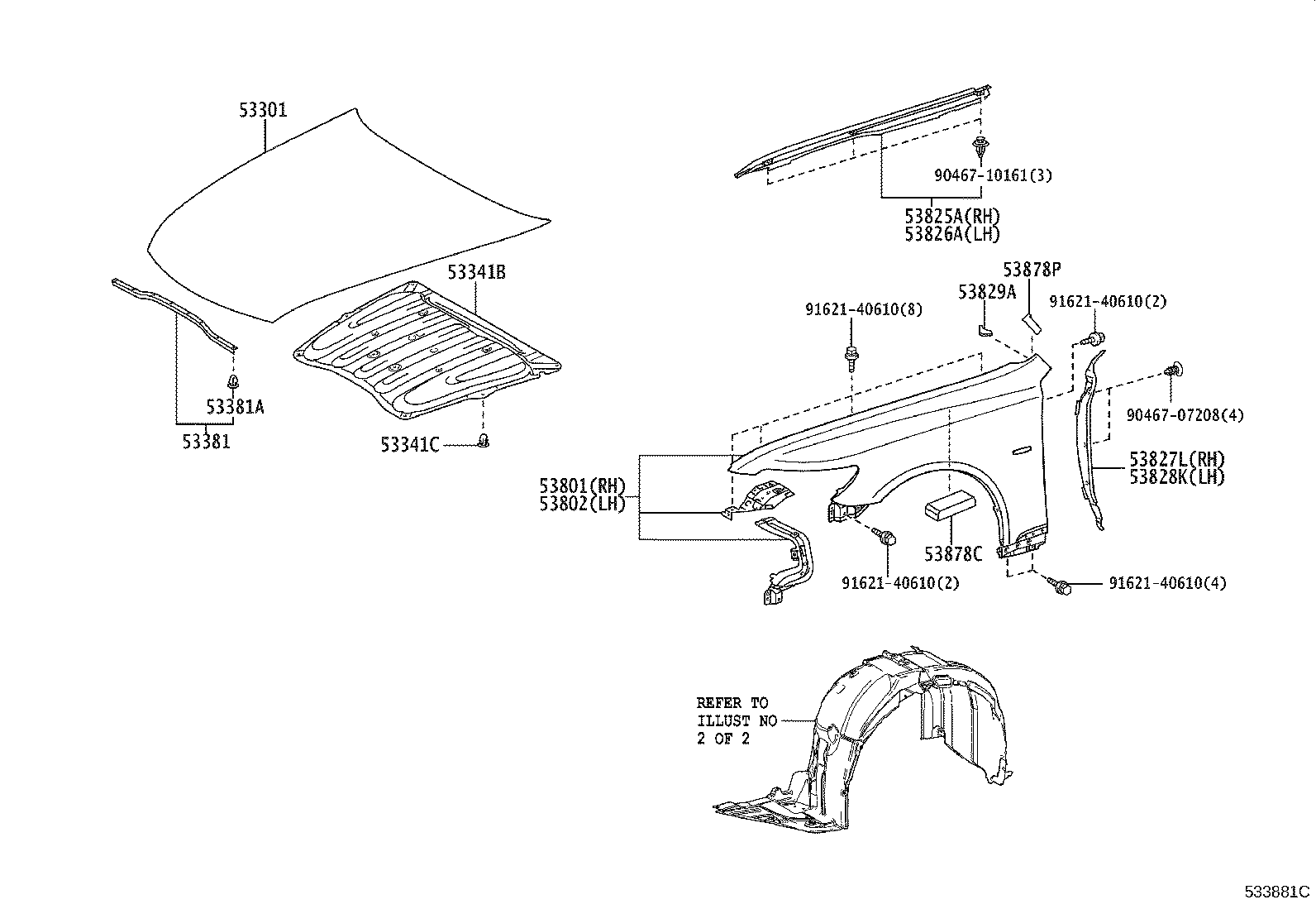 53802-50210 FENDER SUB-ASSY, FRONT LH product image