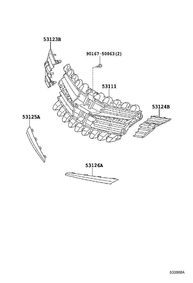 53155-0F010 SEAL, RADIATOR GRILLE, NO.1 product image