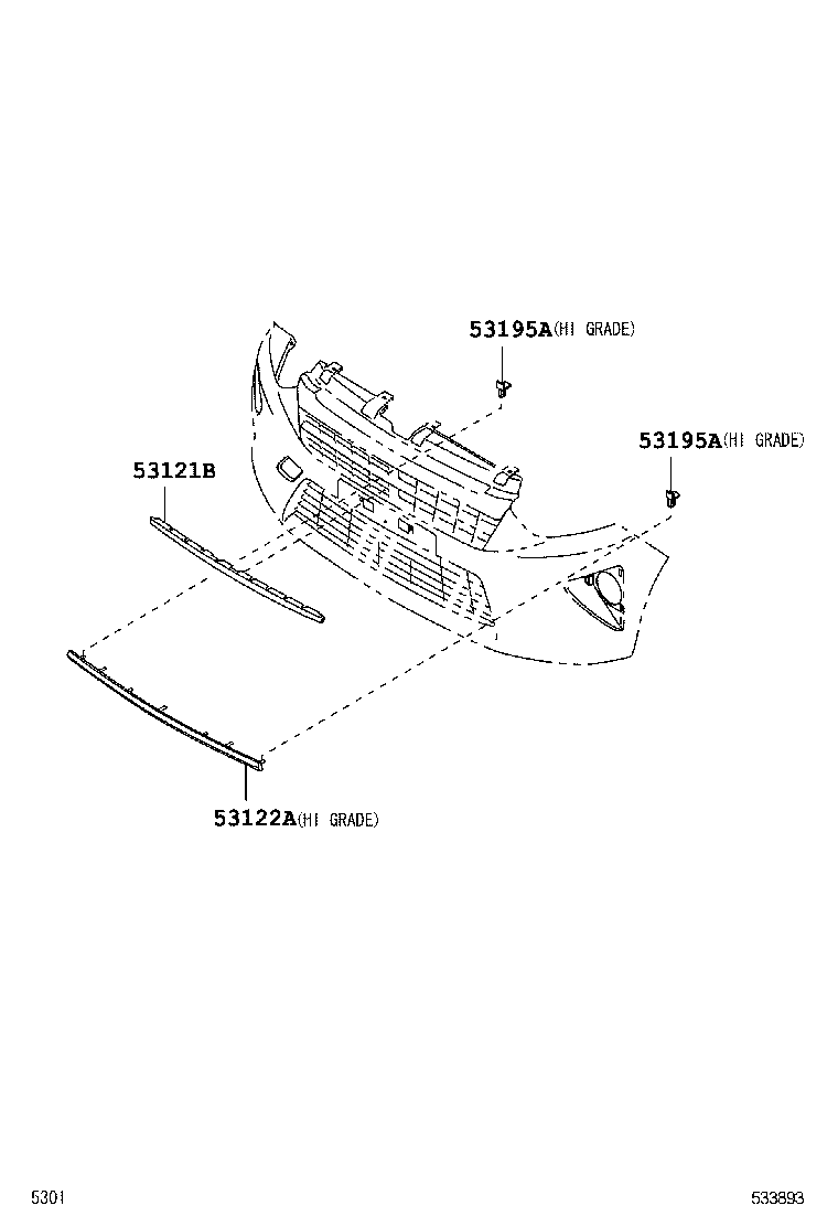 53123-BZ140 MOULDING, RADIATOR GRILLE, LOWER product image