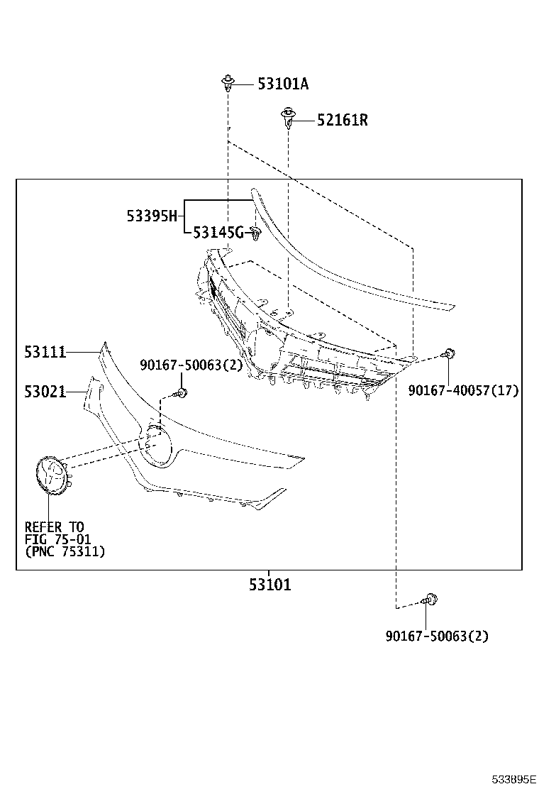 Toyota 53101-07130 GRILLE SUB-ASSY, RADIATOR