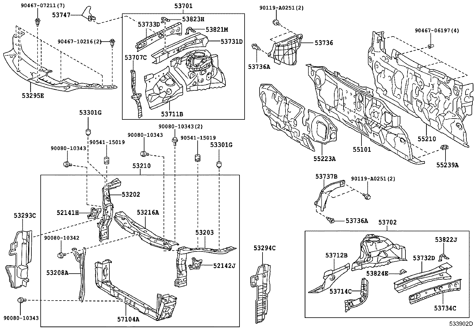 53702-07040 APRON SUB-ASSY, FRONT FENDER, LH product image