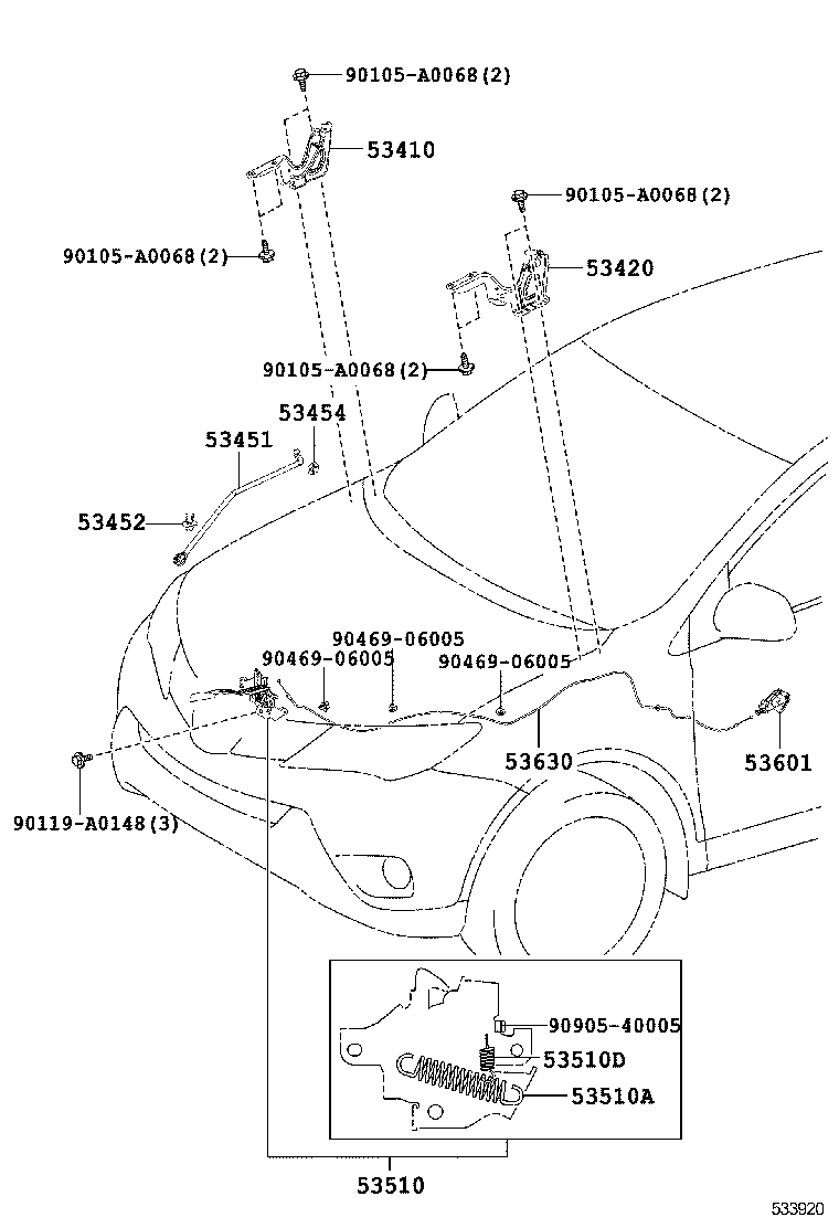 53510-0R030 LOCK ASSY, HOOD product image