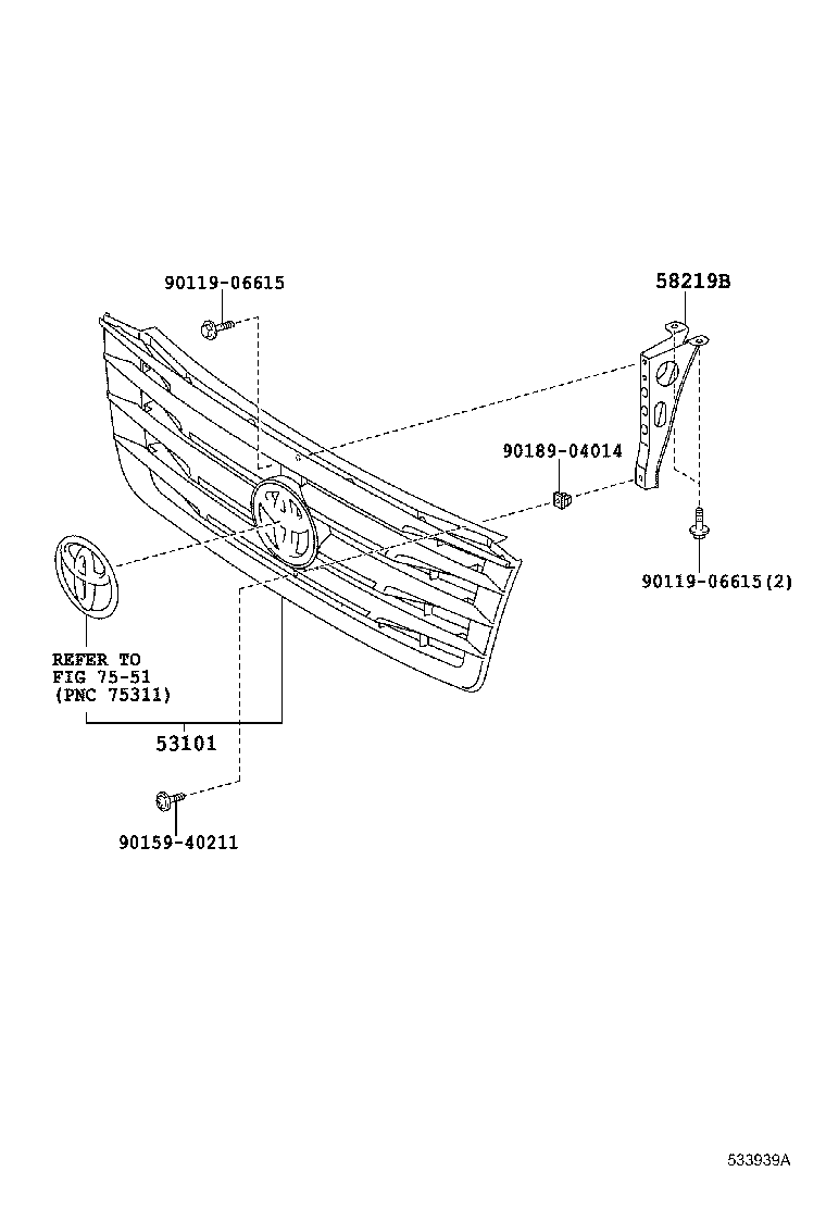 53101-0S010 GRILLE SUB-ASSY, RADIATOR product image