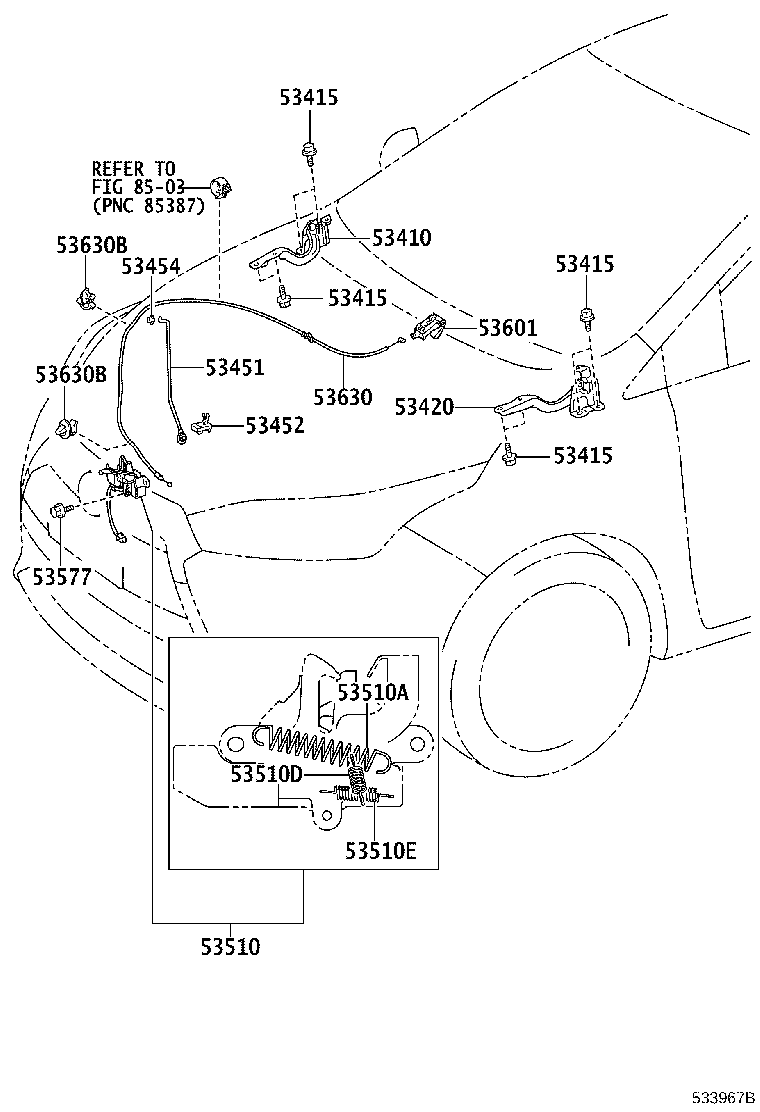 Toyota 90469-T0003 CLAMP(FOR HOOD LOCK CONTROL CABLE)