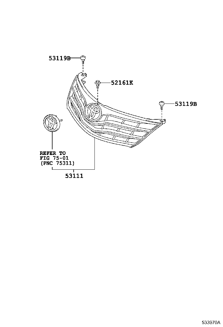53101-06160 GRILLE, RADIATOR product image