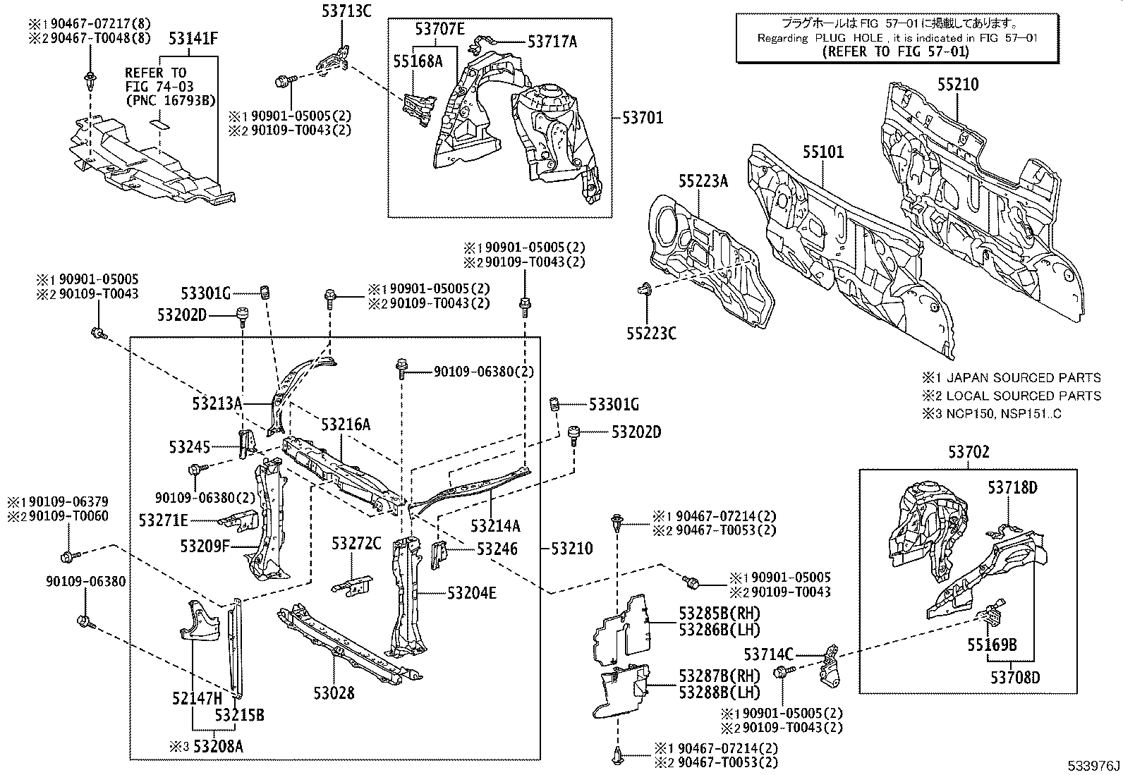 Toyota 53702-0D370 APRON SUB-ASSY, FRONT FENDER, LH