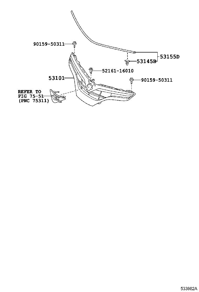 53397-28050 SEAL, RADIATOR GRILLE, NO.1 product image