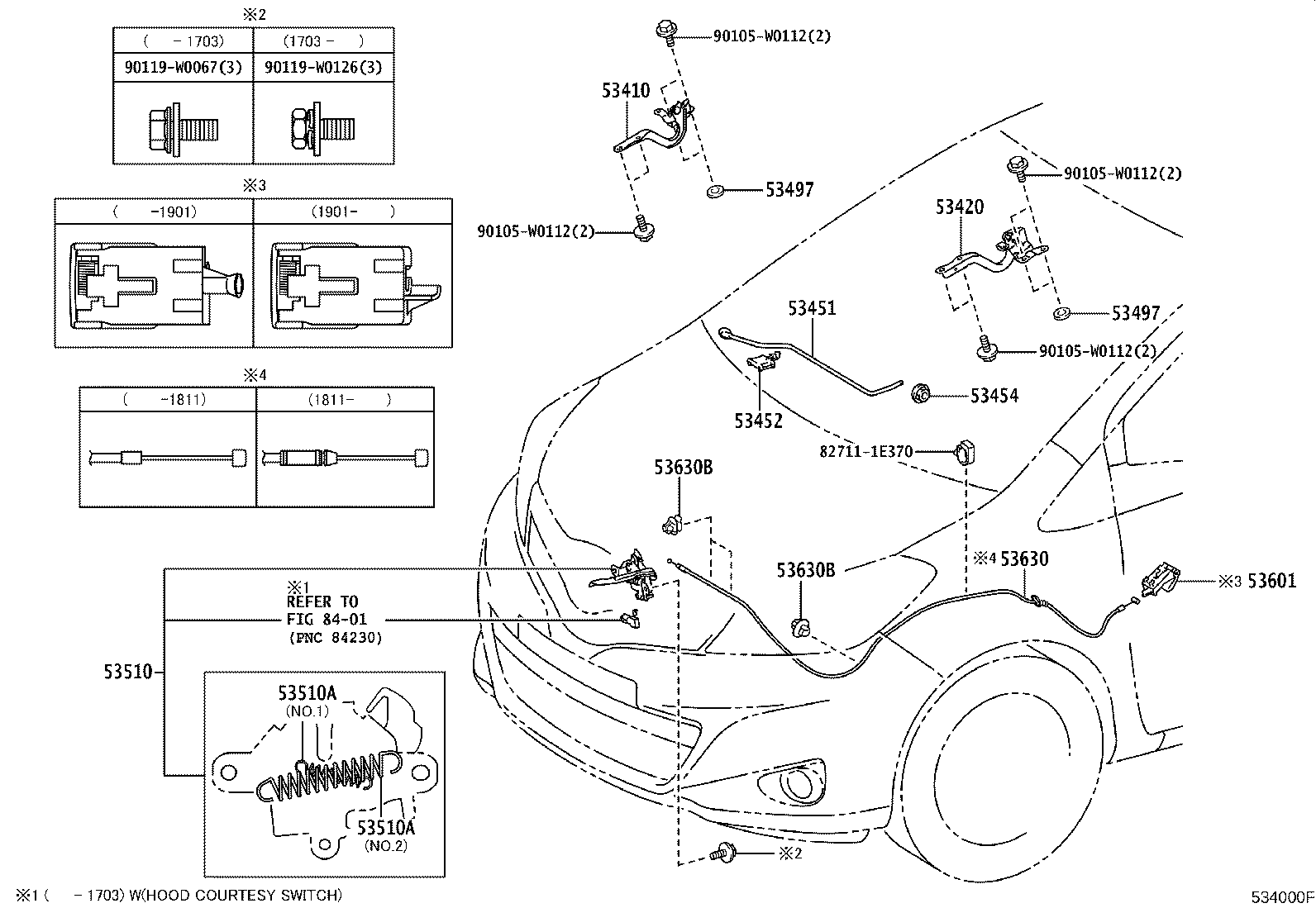 Toyota 53410-0D320 HINGE ASSY, HOOD, RH