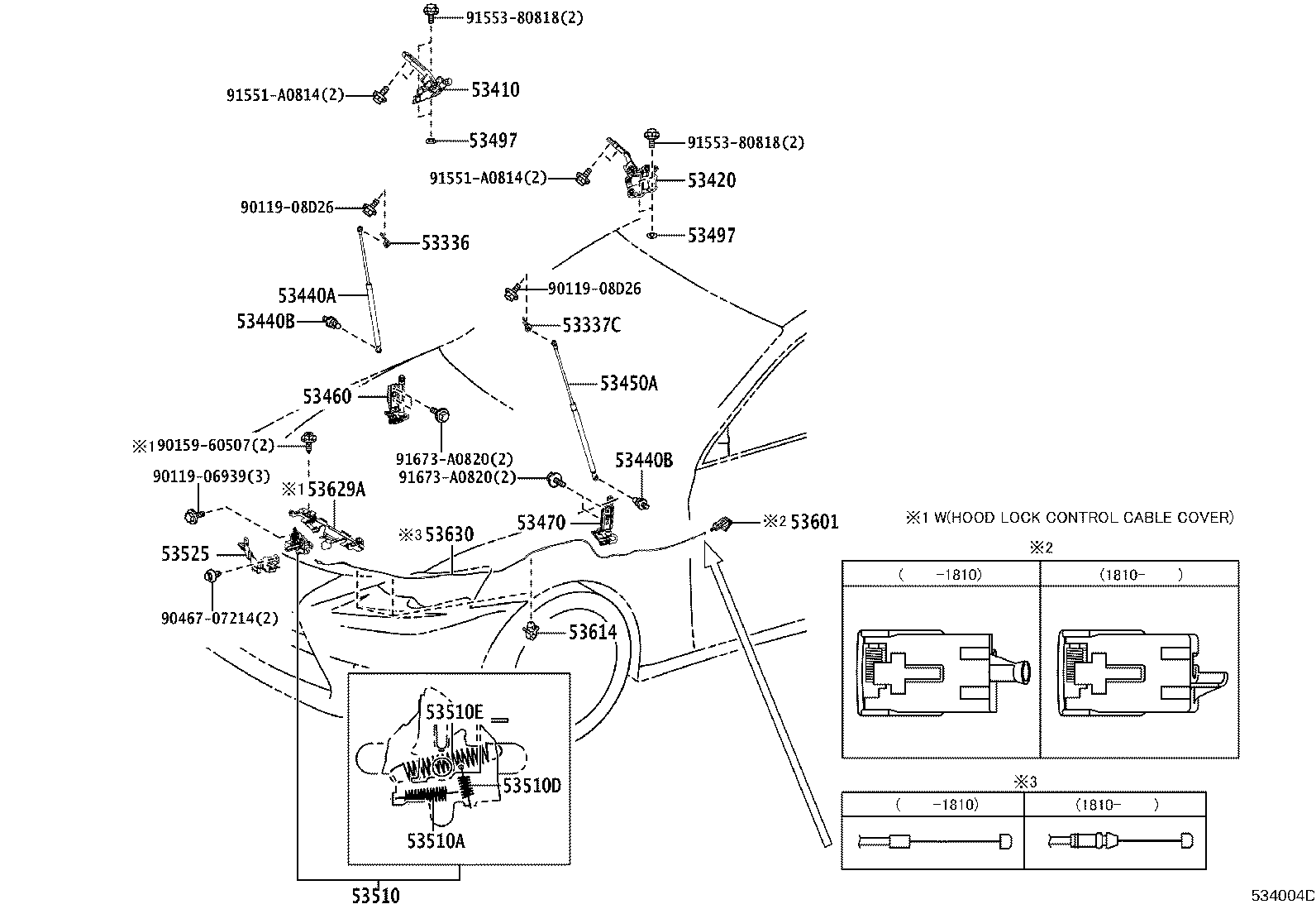 53630-53100 CABLE ASSY, HOOD LOCK CONTROL product image