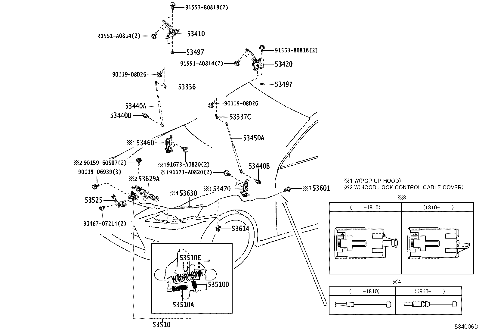Toyota 53420-53100 HINGE ASSY, HOOD, LH
