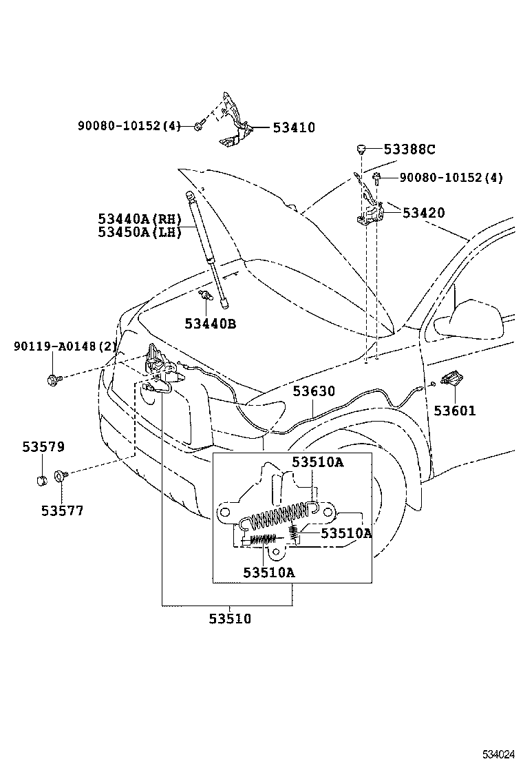 53540-0C040 LEVER ASSY, AUXILIARY CATCH RELEASE product image