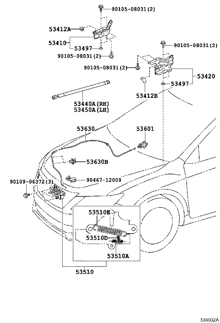 53630-06200 CABLE ASSY, HOOD LOCK CONTROL product image