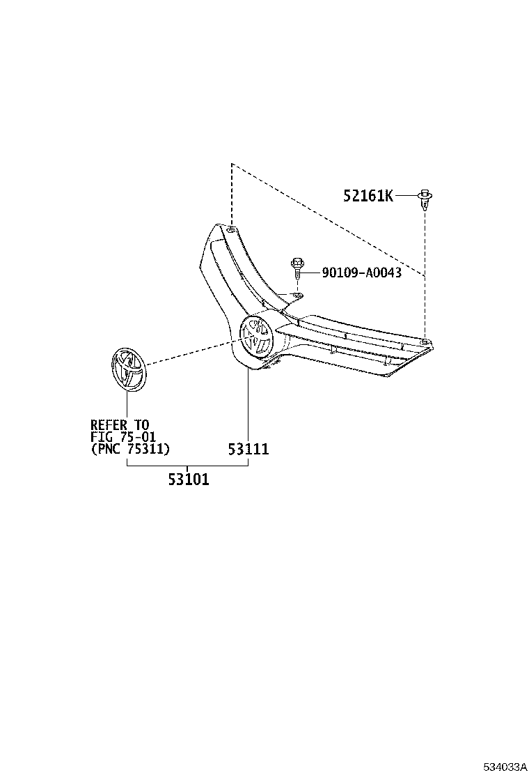 Toyota 53100-02810 GRILLE SUB-ASSY, RADIATOR