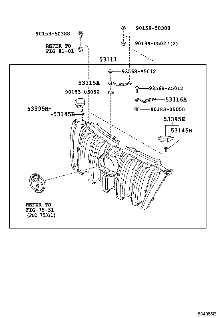 53101-60671 GRILLE, RADIATOR product image