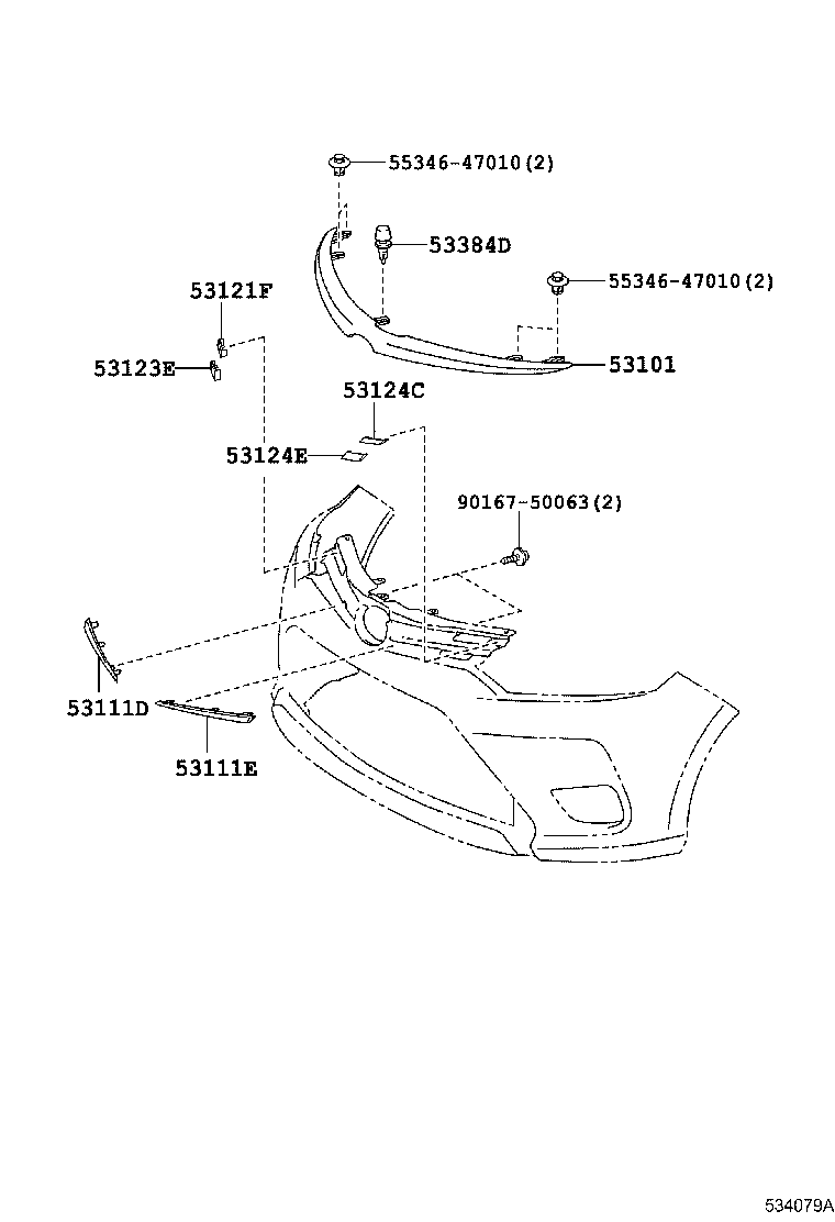 53124-0D050 MOULDING, RADIATOR GRILLE, LH product image
