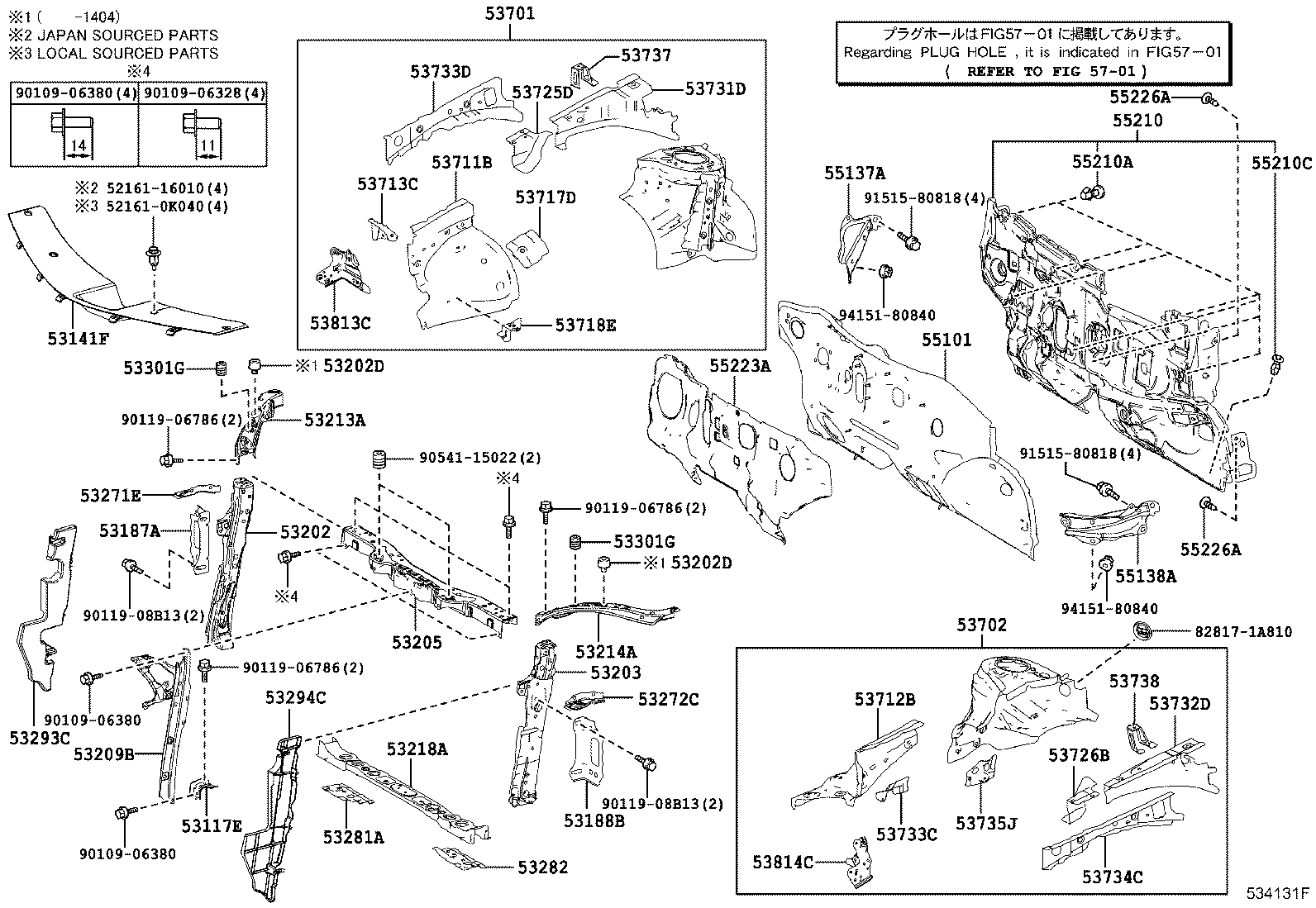 53702-02230 APRON SUB-ASSY, FRONT FENDER, LH product image