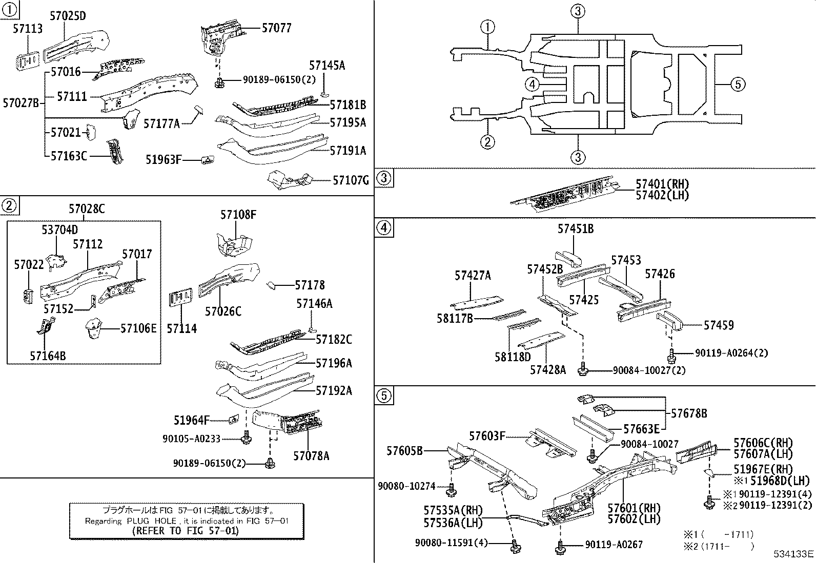 57041-0E030 MEMBER SUB-ASSY, REAR FLOOR SIDE, RH product image