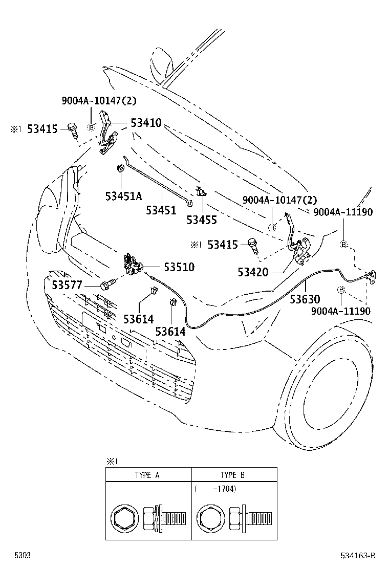 91631-G0614 BOLT, HOOD HINGE product image