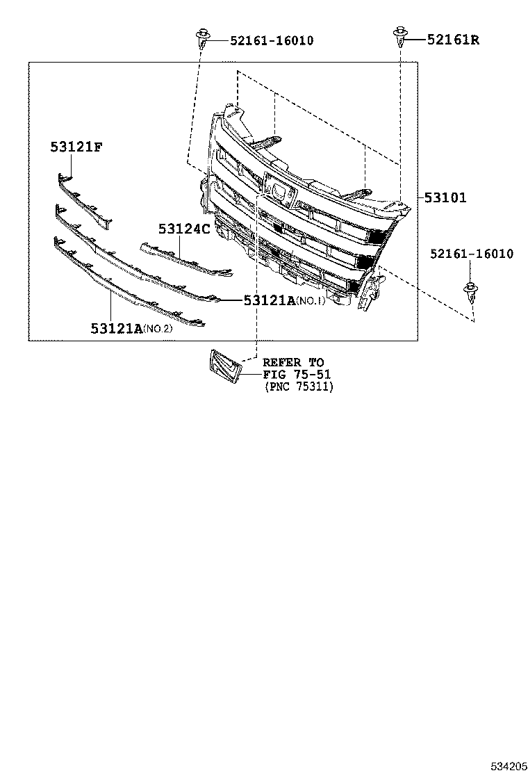 53101-28390 GRILLE SUB-ASSY, RADIATOR product image