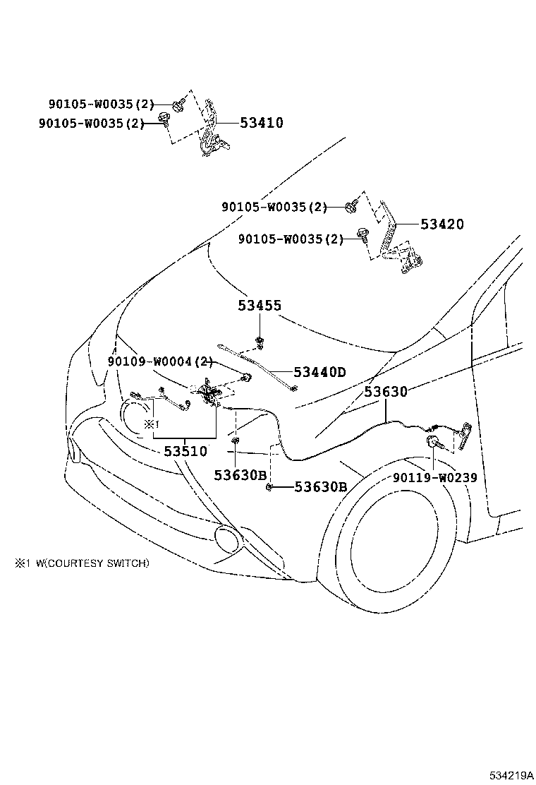 53510-0H040 LOCK ASSY, HOOD product image