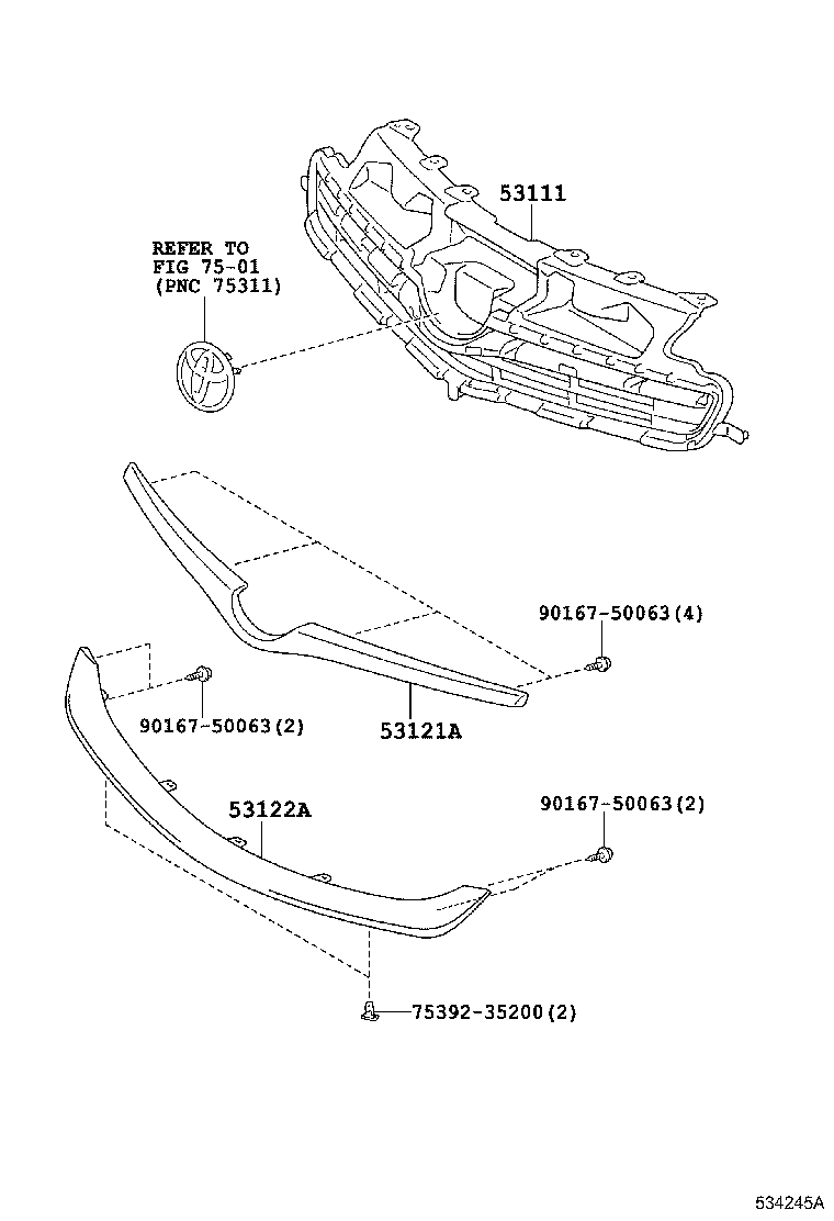 53101-52280 GRILLE, RADIATOR product image