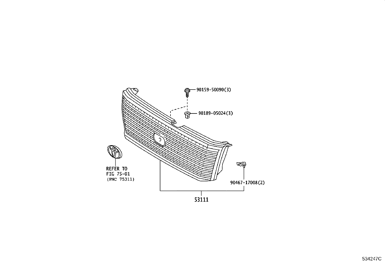 53111-43010 GRILLE, RADIATOR product image