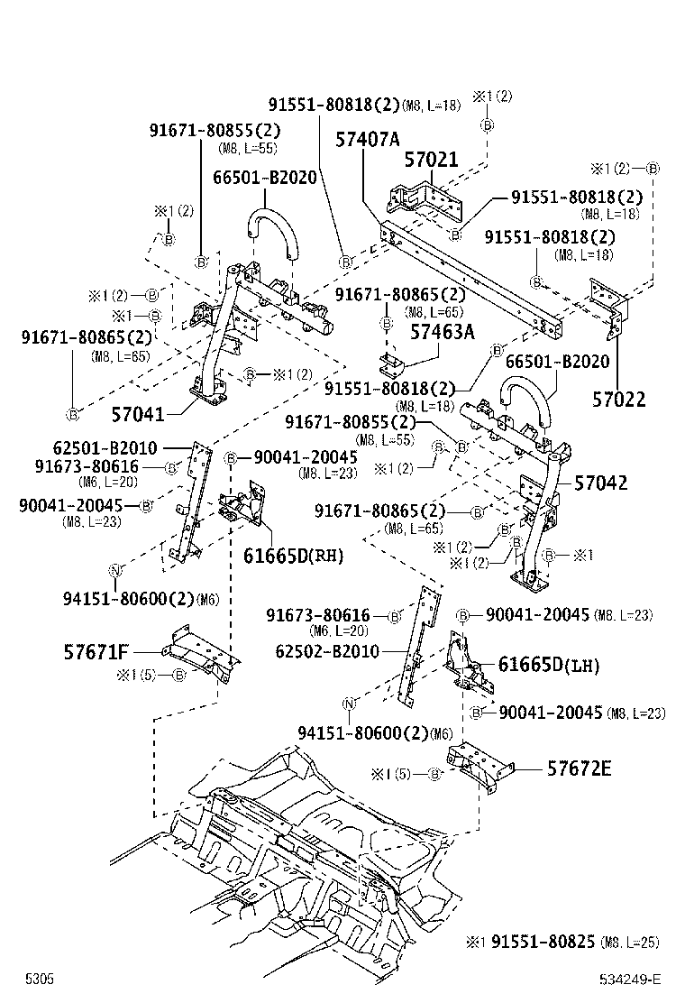 57672-B2010 BRACE, REAR FLOOR NO.1 CROSSMEMBER, LH product image