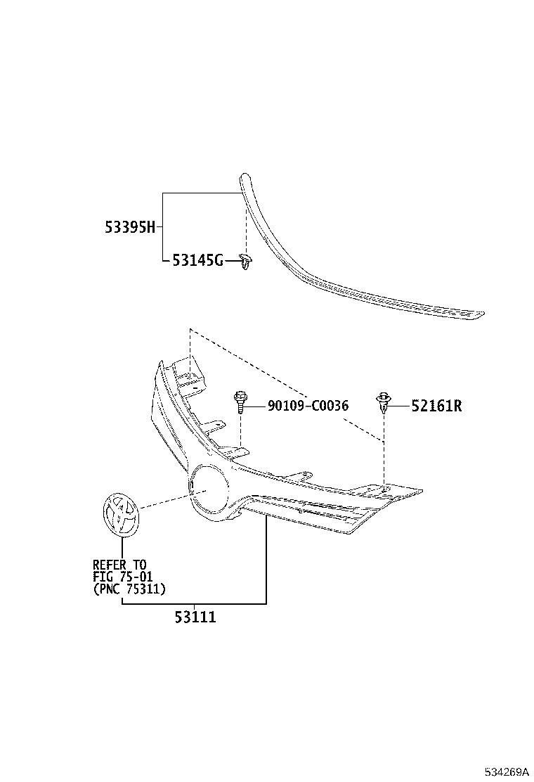 53100-02850 GRILLE, RADIATOR product image