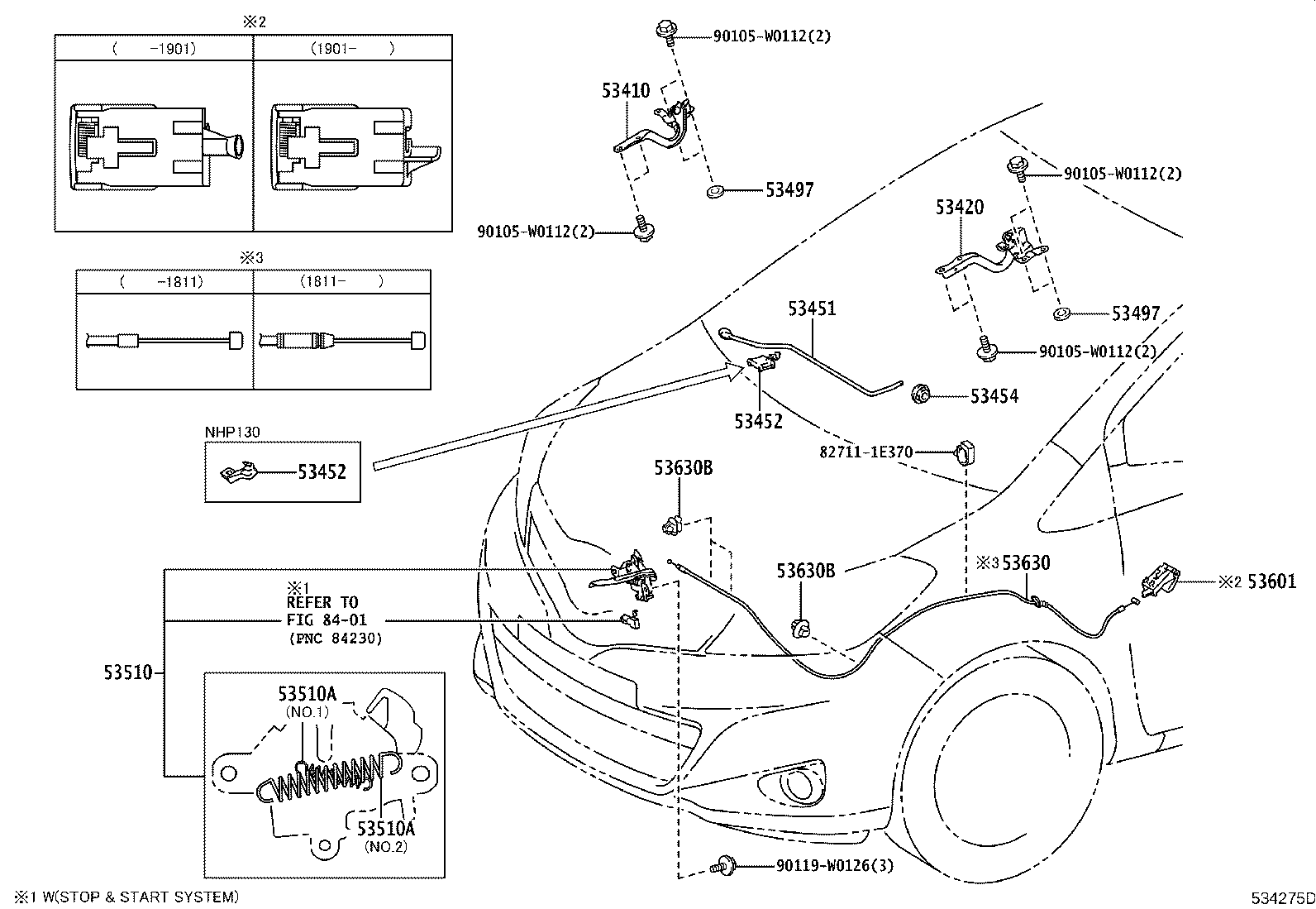 53630-52230 CABLE ASSY, HOOD LOCK CONTROL product image