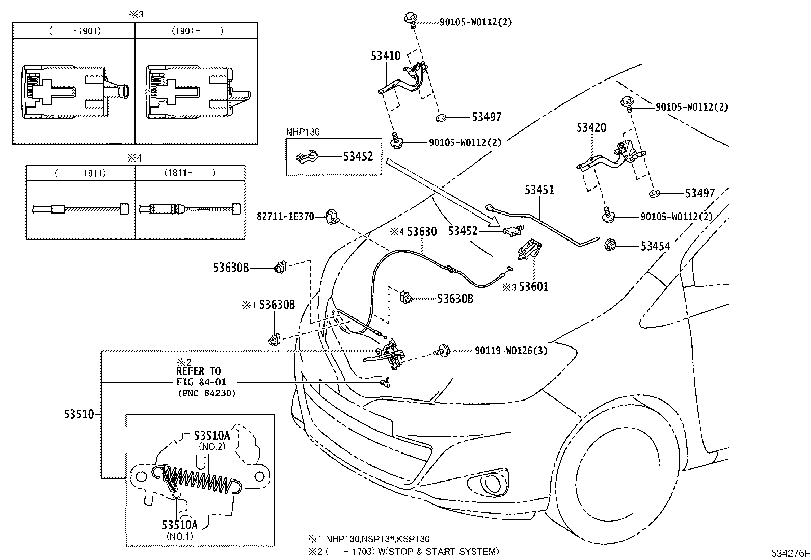 53630-52230 CABLE ASSY, HOOD LOCK CONTROL product image