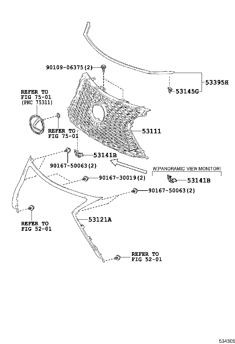 53111-78050 GRILLE, RADIATOR product image