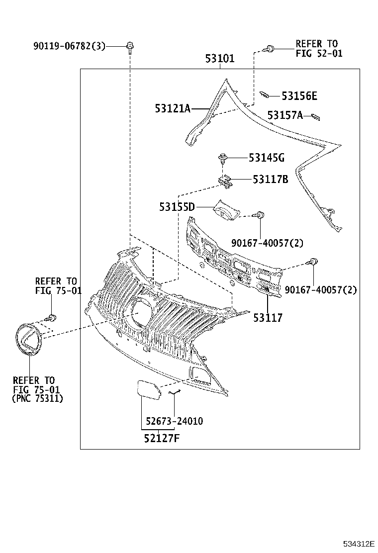 53100-24310 GRILLE ASSY, RADIATOR product image