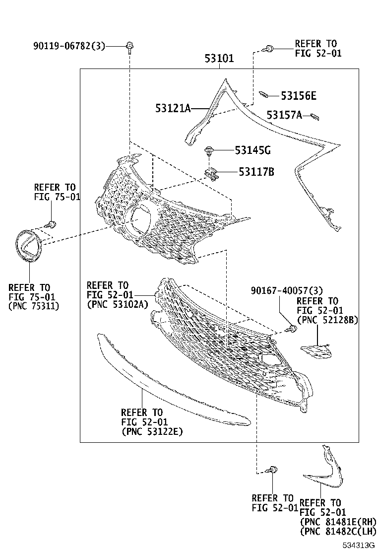 53100-24310 GRILLE ASSY, RADIATOR product image