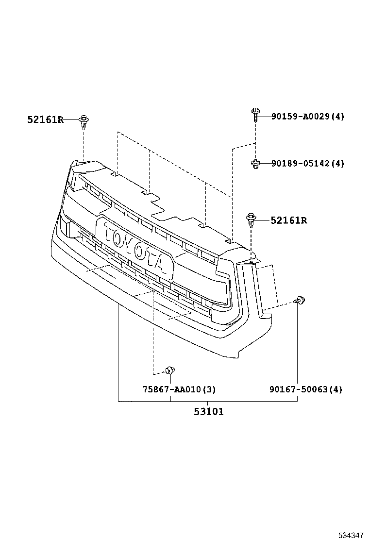53119-0C060 PROTECTOR, RADIATOR GRILLE product image