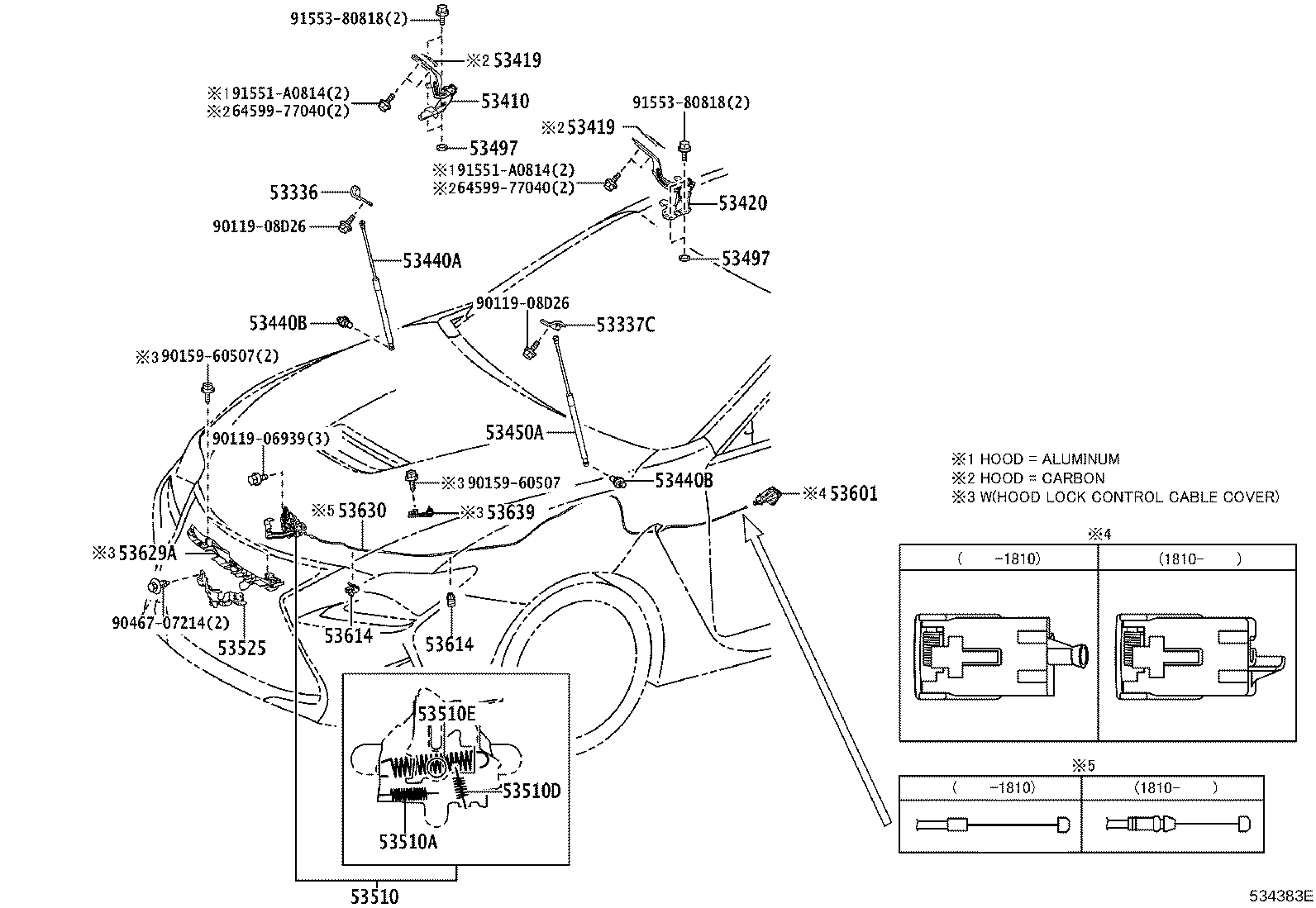 Toyota 53420-24110 HINGE ASSY, HOOD, LH