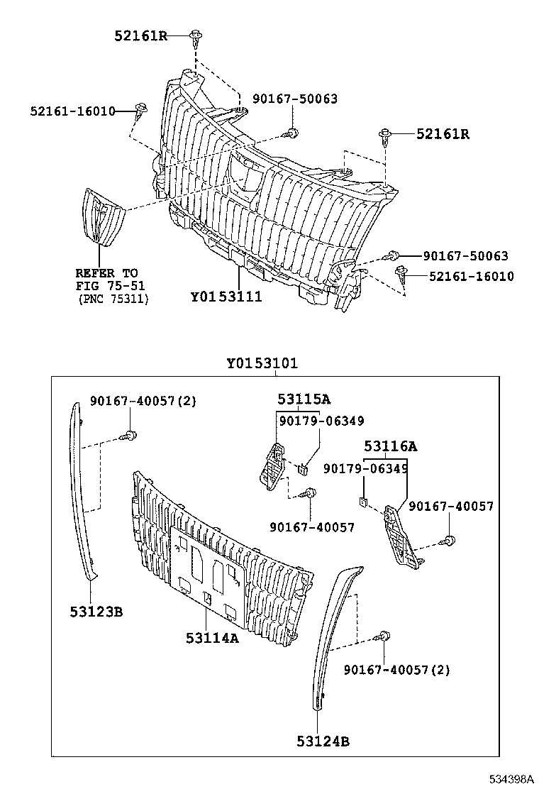 53111-28740 GRILLE, RADIATOR product image
