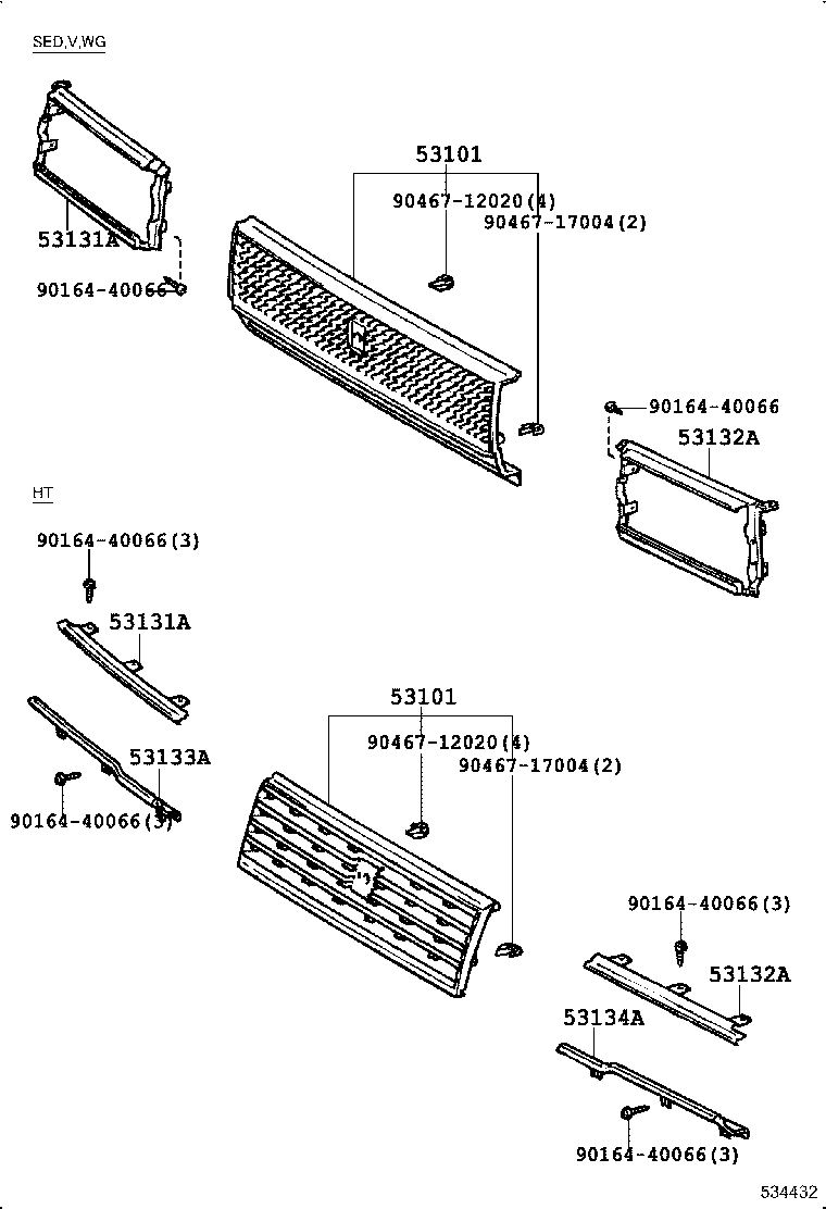 53113-22070 GRILLE, RADIATOR, LH OR LOWER product image