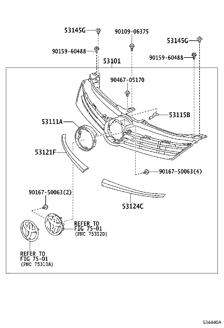 53115-06040 BRACKET, RADIATOR GRILLE product image
