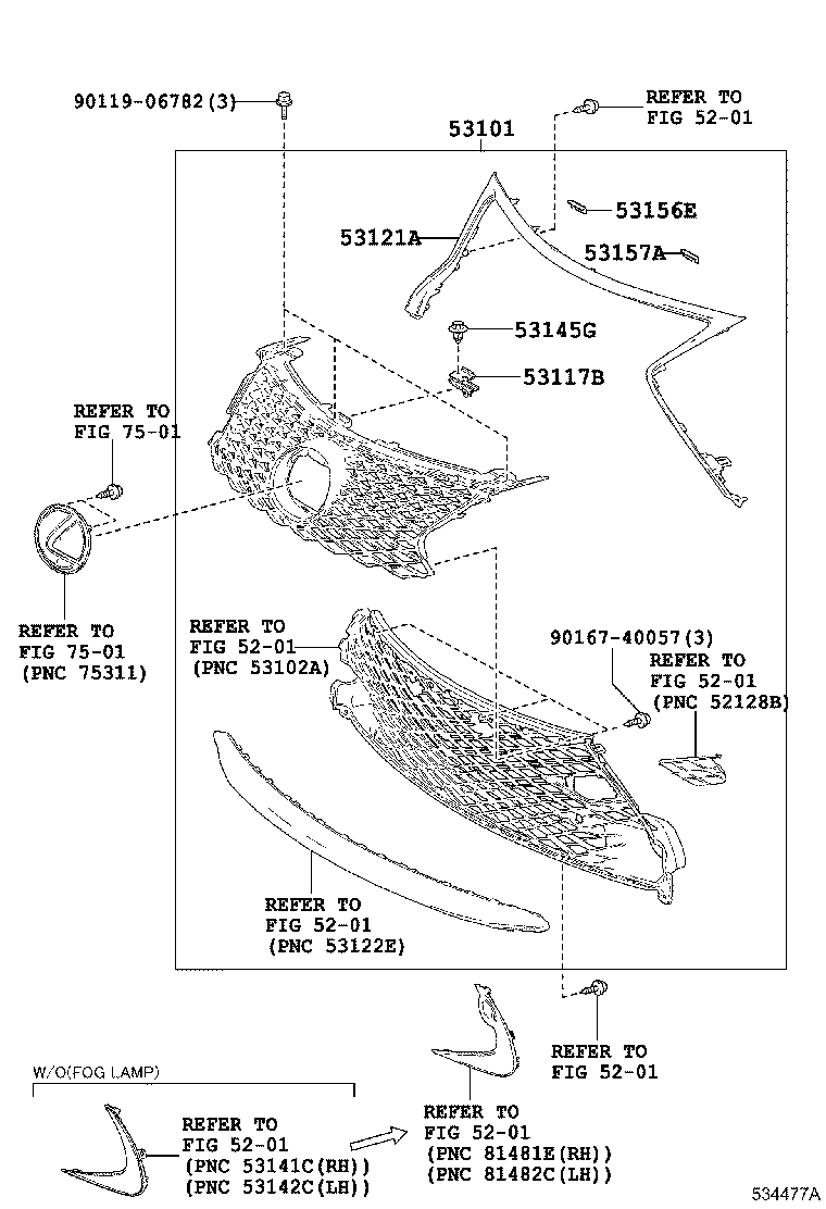 Toyota 53101-24320 GRILLE SUB-ASSY, RADIATOR