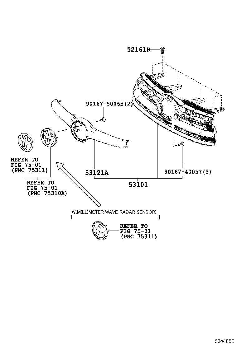 53124-YY010 MOULDING, RADIATOR GRILLE SIDE, RH product image