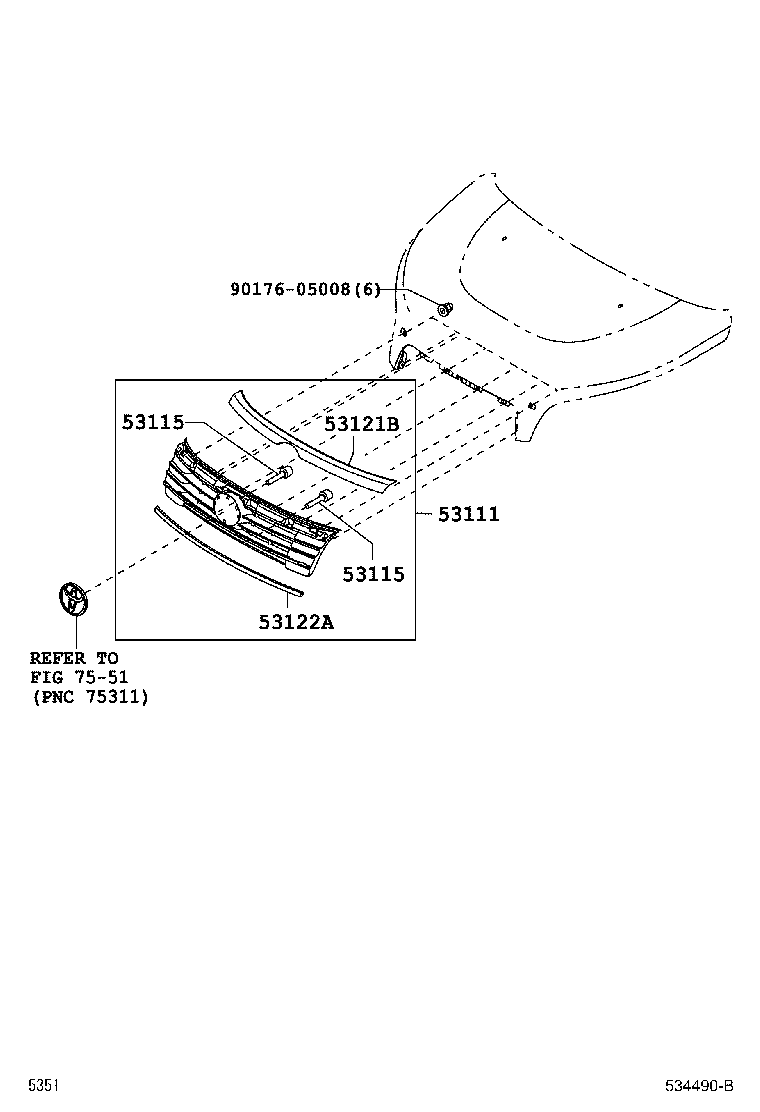 53101-BZ330 GRILLE, RADIATOR product image