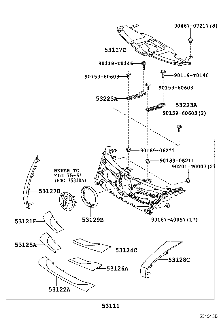 53100-0KC10 GRILLE, RADIATOR product image