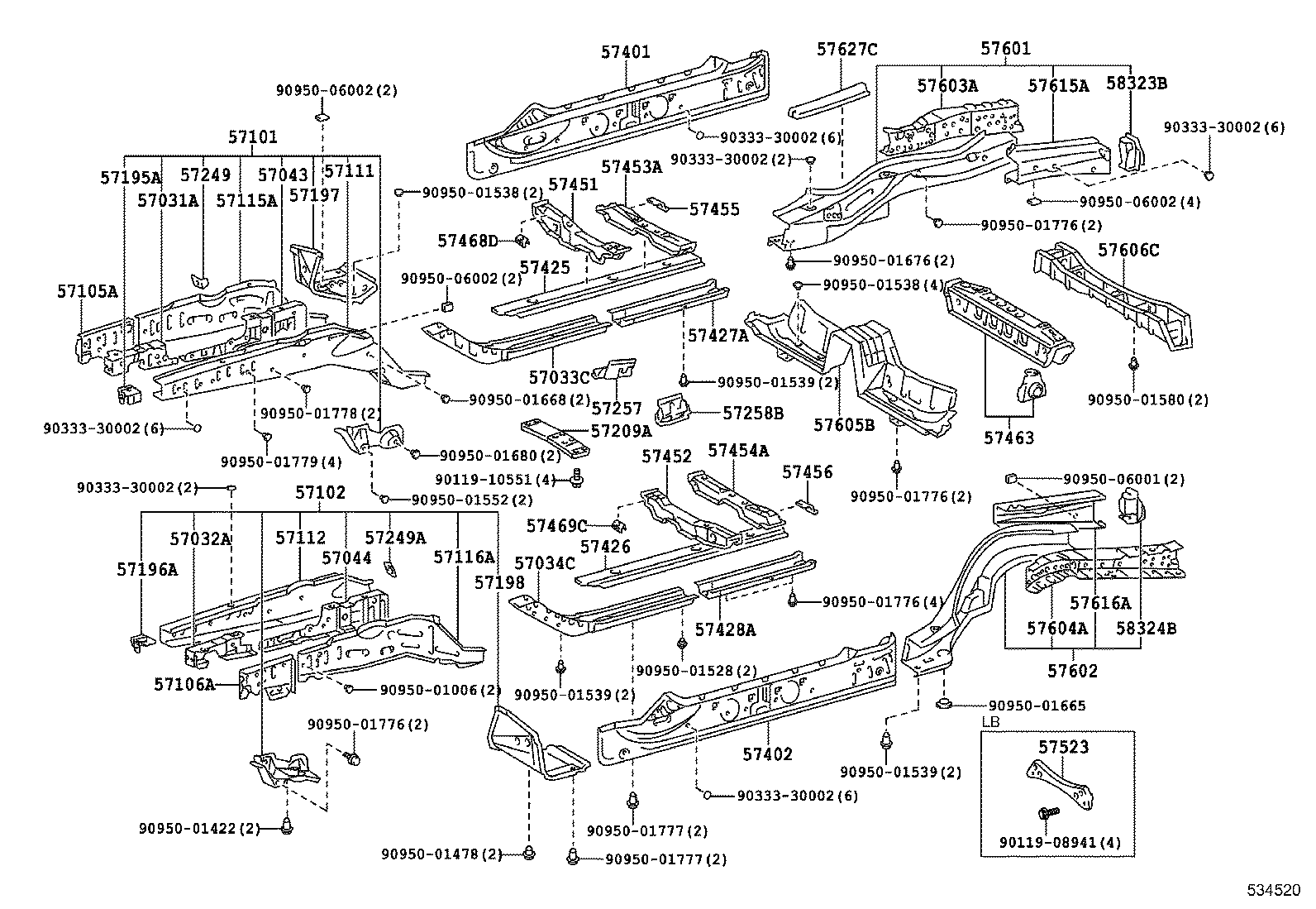 57031-14010 REINFORCE SUB-ASSY, FRONT SIDE MEMBER, NO.2 RH product image