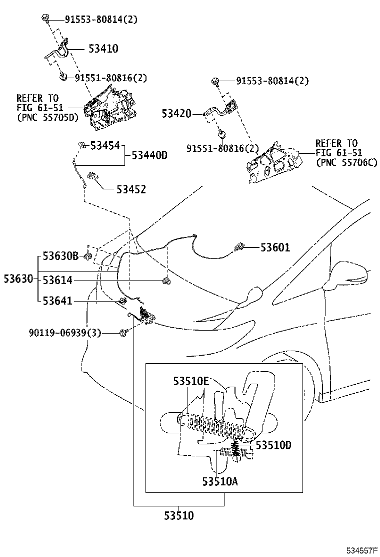 53452-58010 HOLDER, HOOD STAY product image